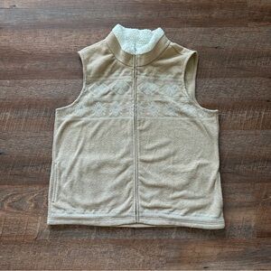 Croft & Barrow Cream and Tan Fleece Vest